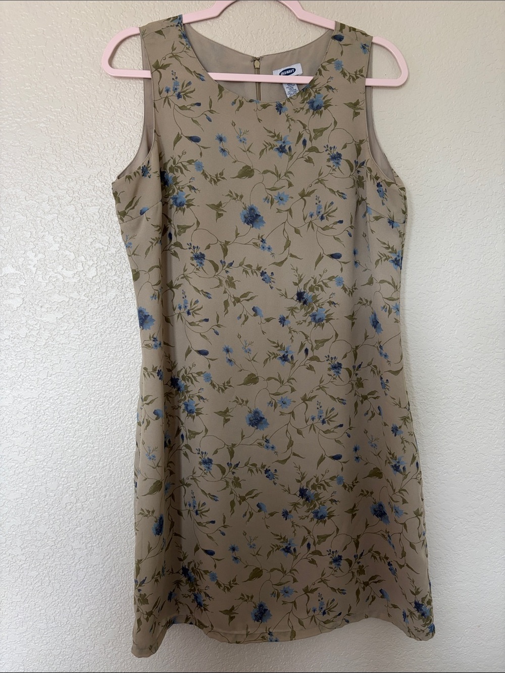 Old Navy Tan Dress with Blue Floral Print